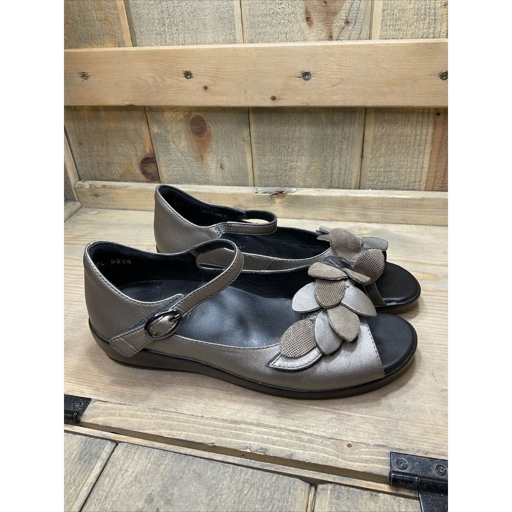 ZIERA Gold Taupe Leather Hook & Loop Orthotic Friendly Comfort Shoes 37 US 7